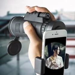 40x60 High Definition FMC optics bak4 prism Low light night vision monocular telescope with Smartphone Holder & Tripod