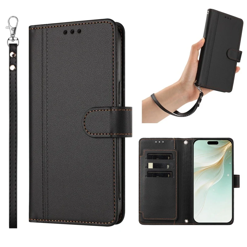 Premium PU Leather Flip Phone Case with Card Holder and Wallet Cover