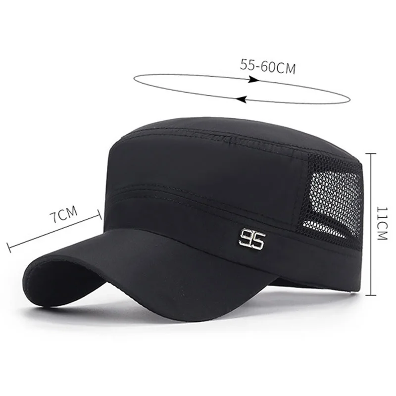 Men Vintage Army Hat Summer Adjustable Classic Style Plain Flat Baseball Cap Snapback Outdoor Sunscreen