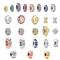 Hot Sale Fine Multi Style Golden & Rose Gold Gasket Charm Beads Fit Original European 925 Silver Bracelet DIY Women Jewelry Gift 1
