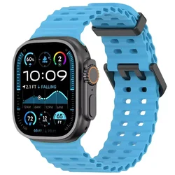 Ocean Silicone Strap for Apple Watch - Durable and Stylish Replacement Band (Blue)