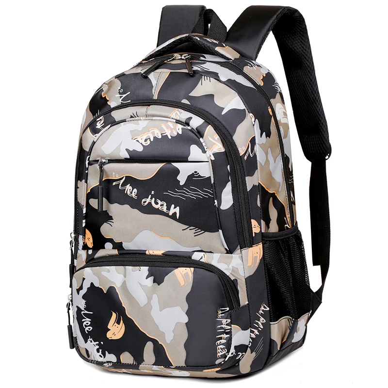 15 inch multifunctional backpack fashionable washable Oxford cloth computer bag gray orange blue-green student backpack unisex