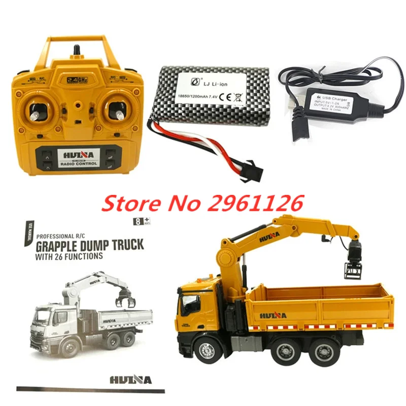 2.4G 26CH Alloy Timber Grapplo 1/14 RC Engineering Vehicle Dump Truck Unload 16KG Trailer Cars excavator Toys Gift transport car 6