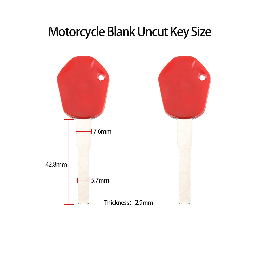 New Blank Motorcycle Uncut Key Red Length 43mm for Motorbike Spare Part Replacement Accessory