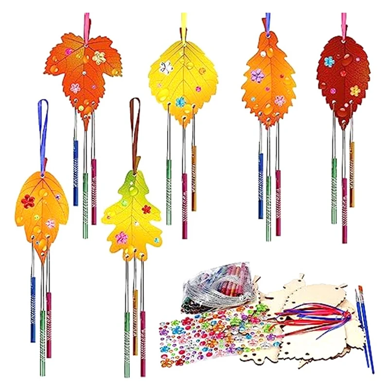 

Children's Maple Leaf Style Toy DIY Wind Chime Toy Craft Autumn Decoration Gift Birthday Set