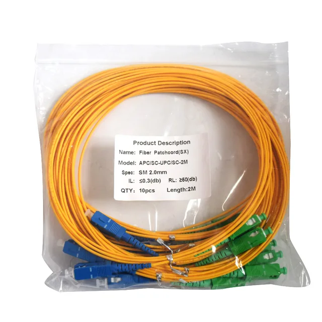10 Pcs/lot SC APC to SC UPC SC Patch Cord Simplex 2.0mm 3.0mm Single Mode Fiber Patch Cable jumper 0.5m 1m 2m 3m 5m 6