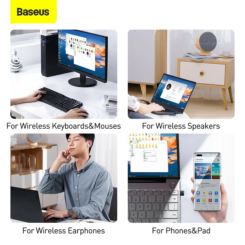 Baseus BA04 USB Bluetooth Adapter 5.1 5.0 Music Audio Receiver Transmitter PC Laptop Speaker Wireless Mouse Bluetooth Dongle