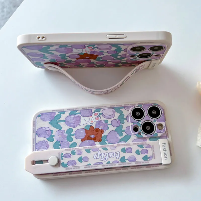Tulip Cover Wrist Strap Phone Holder Case