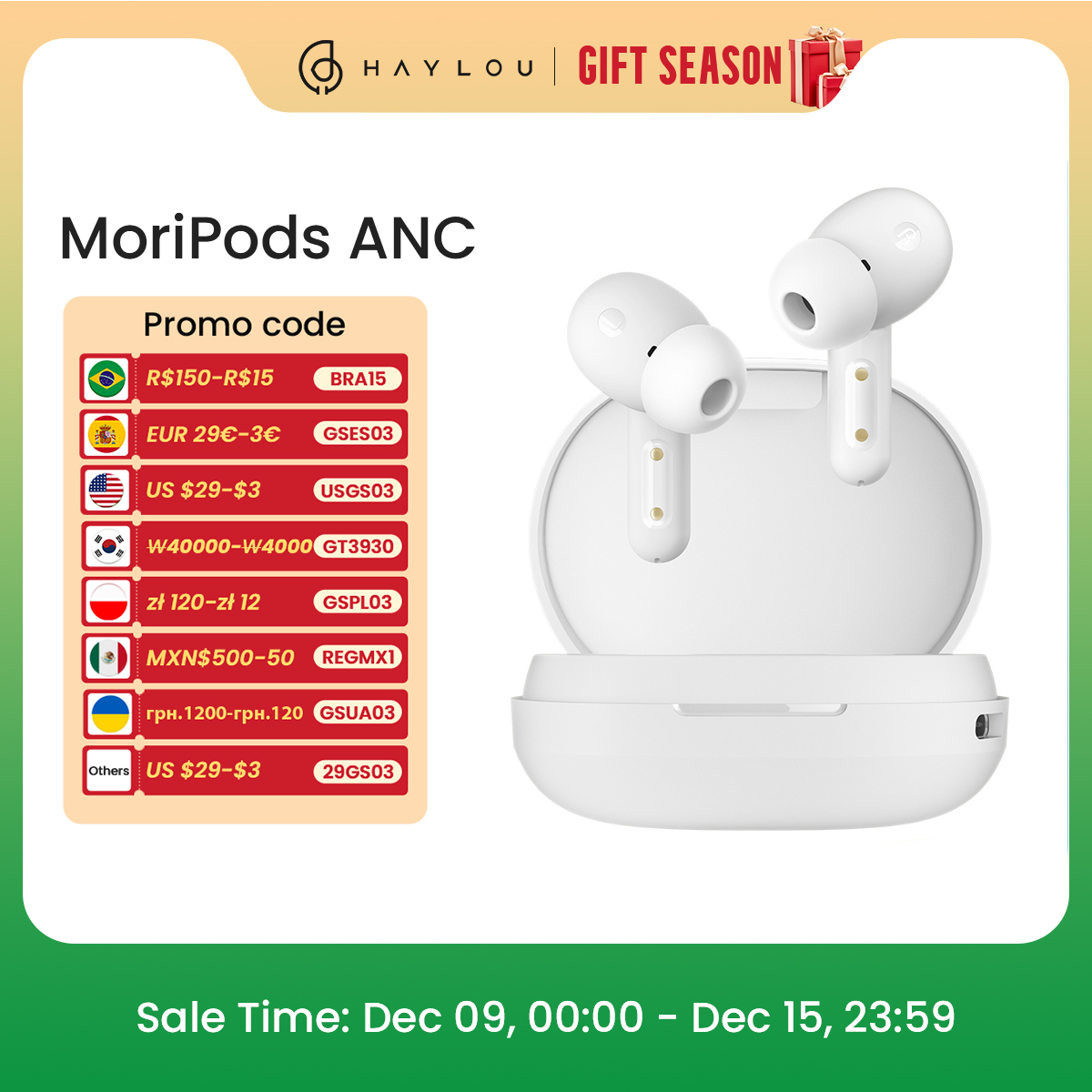 HAYLOU MoriPods ANC Bluetooth Earphones V5.2 TWS Wireless Headphones Touch Control Earbuds Sport Headset For Phone Android