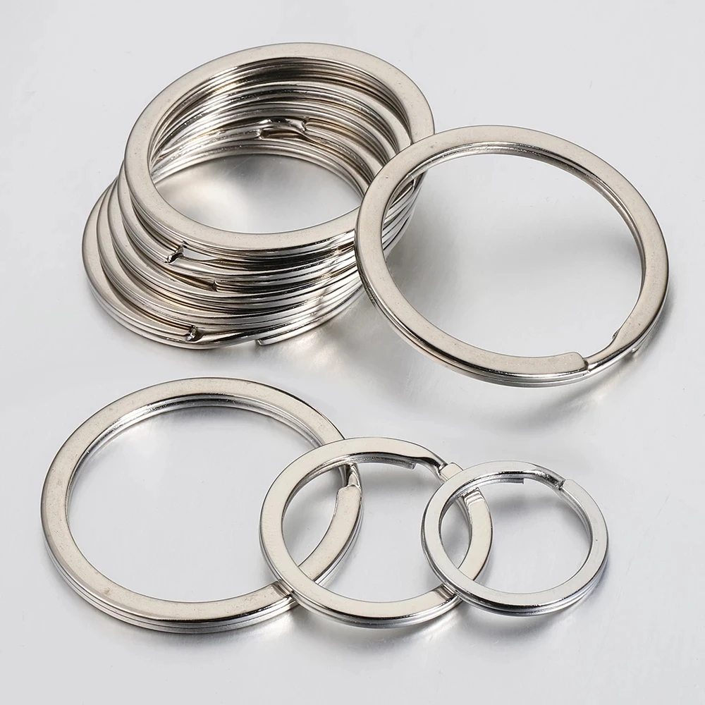 20pcs Stainless Steel Key Rings 20/25/28/30/35mm Round Flat Line Split Rings Keyring for Jewelry Making Keychain DIY Findings 10pcs lot stainless steel wire keychain cable rope key holder keyring key chain rings for diy hand jewelry key holder tools