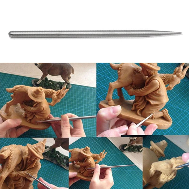 스테인레스 스틸 점토 도구 조각 도자기 모델링 스틱, 지압 질감 도자기 점토 도구, DIY 조각 공예, 6.1 인치, 1PC