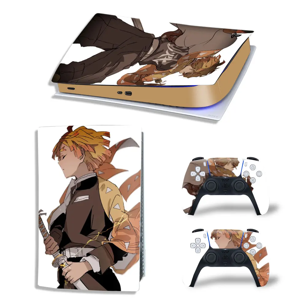 Demon Slayer Tanjiro PS5 Digital Edition Skin Decal Cover for PlayStation 5 Console and 2 Controllers PS5 Skin Sticker Vinyl 