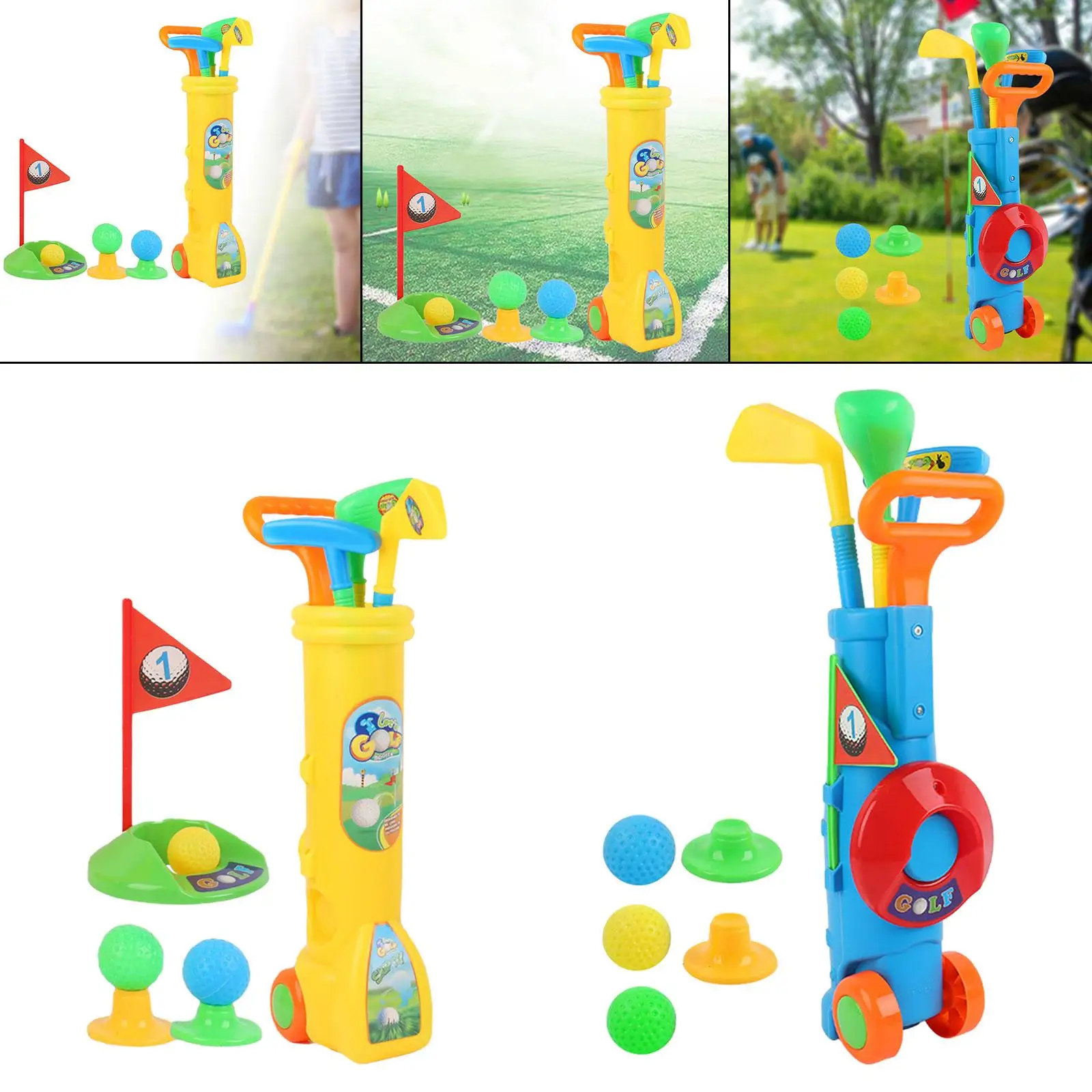 Kids Golf Club Set Toy Color Recognition Interactive Portable Outdoor Sports Toy Holiday Gift Babies Ages 3 4 5 6 Party Toy Kids
