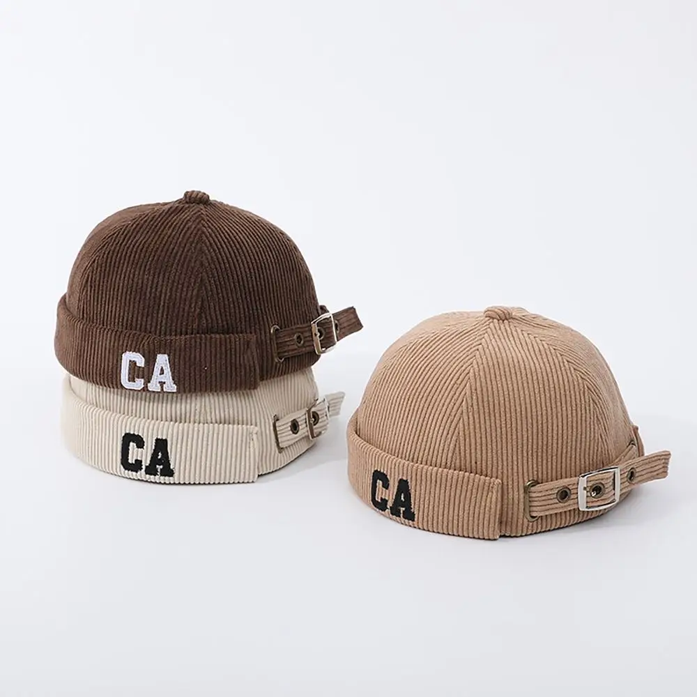 

Brimless Baby Corduroy Docker Cap Size Adjustable Japanese Style Beanie Hats Wear All Seasons Brimless Hip Hop Hats