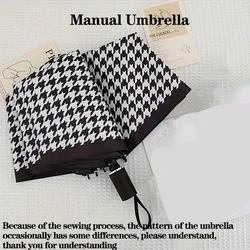 Windproof & Rainproof Houndstooth Fashion Umbrella - Stylish British Design, Portable Folding Automatic Sunshade (Manual umbrella)