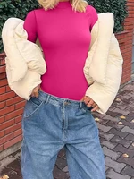 New Women's Bodysuits Sexy Ribbed Single Shoulder Sleeveless Tank Tops Bodysuits - Image 4