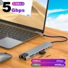 RJ45 100M/1000Mbps Ethernet to USB C Adapter Docking Station USB Type C to HDMI HUB 4K 30HZ VGA Headphone PD 100W USB3 Extencion 5