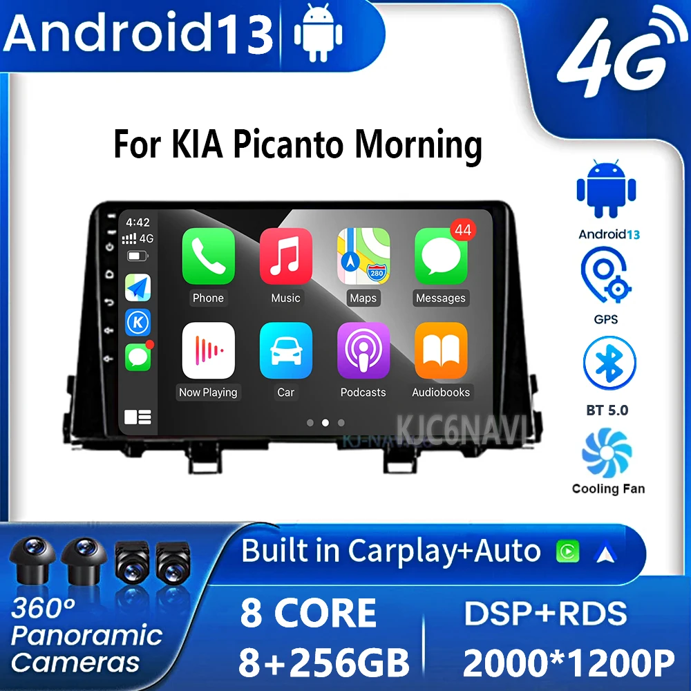 

9 дюймов Android 13 Carplay автомобильное Стерео Радио мультимедийный плеер для KIA Picanto Morning 2016 2017 2018 2019 навигация GPS WIFI DVD
