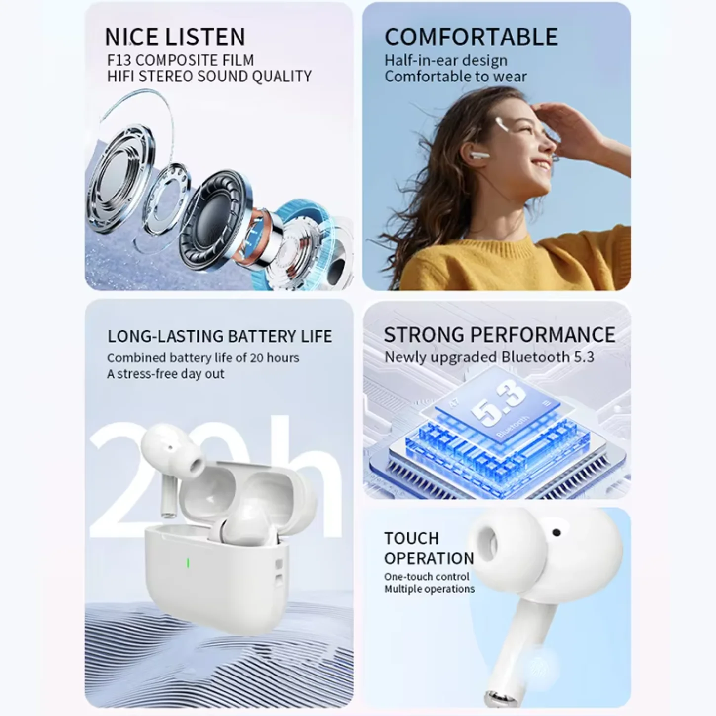 Wireless Bluetooth Earbuds With Anc Noise Cancelling Sports Headset_voghion.com