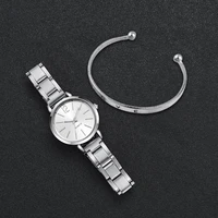 Fashion Women Elagant Watch Casual Simple Steel Strap Quartz Watch Love Bracelet 2PCs Set Temperament Wearing Style - Image 4