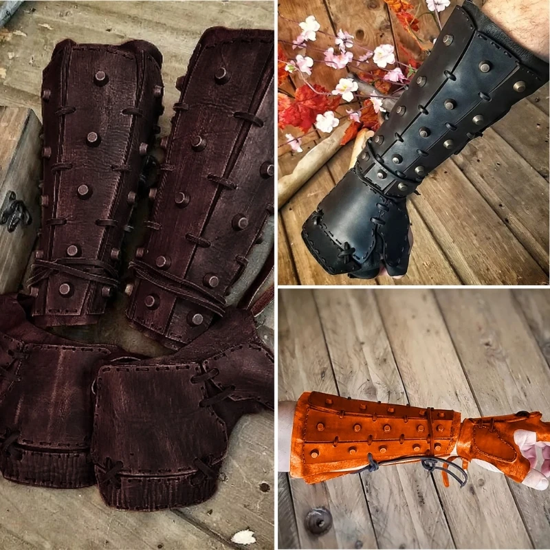 

New Halloween Gothic Wrist Bracers with Alloy Rivet Decor Punk Pirate Knights Pirate Boxing