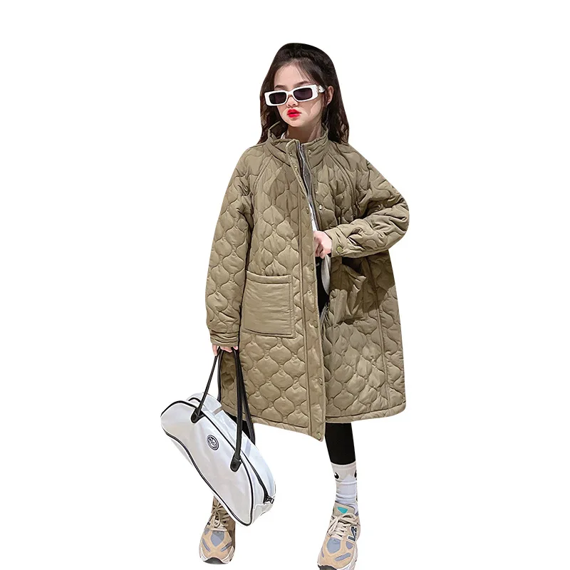 

Girls Cotton Jacket Winter Fashion Casual Med-length Plush Coat New Thick Warm Top Children's Clothing for Teens Snowsuit 4-14 Y