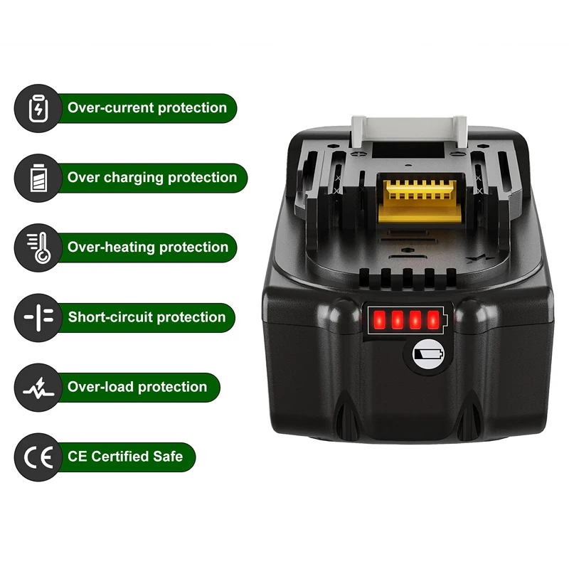 

18V 3.0Ah 4.0Ah 5.0Ah Replacement BL1860B Lithium-Ion Battery Compatible For Makita BL1830 BL1840 BL1850 BL1860 LXT Power Tools