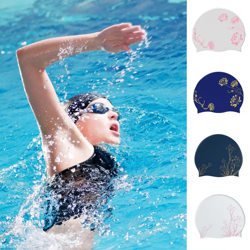  Silicone Swim Cap For Long Hair, Swimming Cap For Women Long  Hair, Flexible Adult Swimmers Cap, Waterproof Bathing Swimming Pool Cap