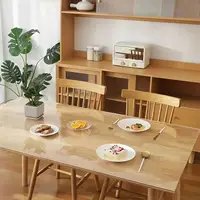 Transparent PVC tablecloth, soft glass crystal table mat, oilproof and waterproof, suitable for coffee table, dining table, desk 3
