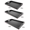 Wooden Pallet Serving Tray Large Black Wood Rectangle Food Tray Breakfast with Handles Kitchen Storage Tea Tray 6