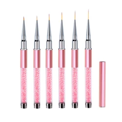 Professional Nail Art Brushes Set - Precision Detail and Design Pens (6 Pieces) (Pink 6PCS set)
