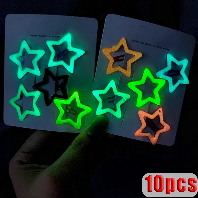 

Glow Hairpin In The Dark Star Water Drop Hairclip Candy Color Snap Clip Luminous Barrettes Girls Hair Grip Headdress Accessories