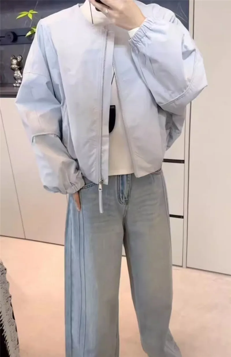 Korean Version Simple Women's Round Neck Solid Color Short Coat 2026 Spring New Female Casual Loose Jacket Joker Little Overwear 88 S6ad778eeaa7b4a06ad7f5dbb66263076Q