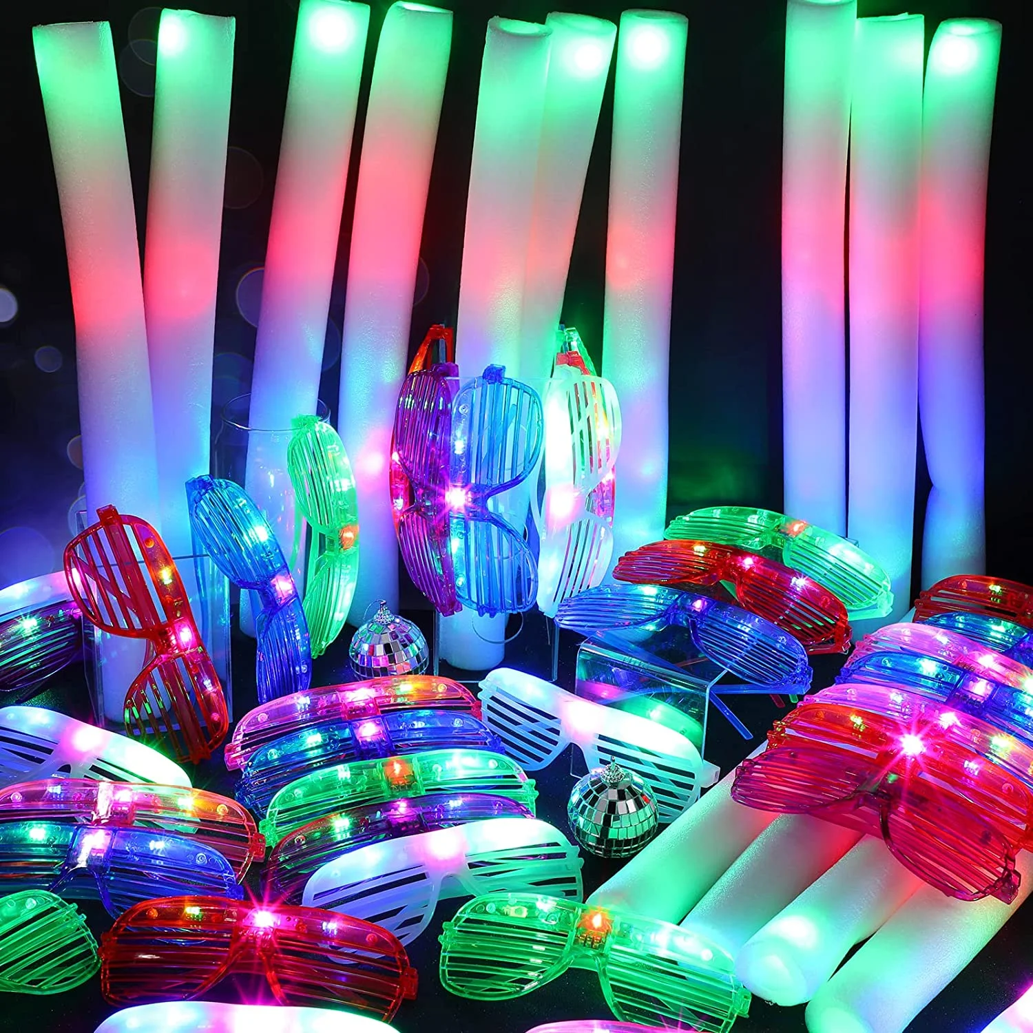LED Glow Sticks Bulk Colourful RGB Glow Foam Cheer Tube Dark Light for Party