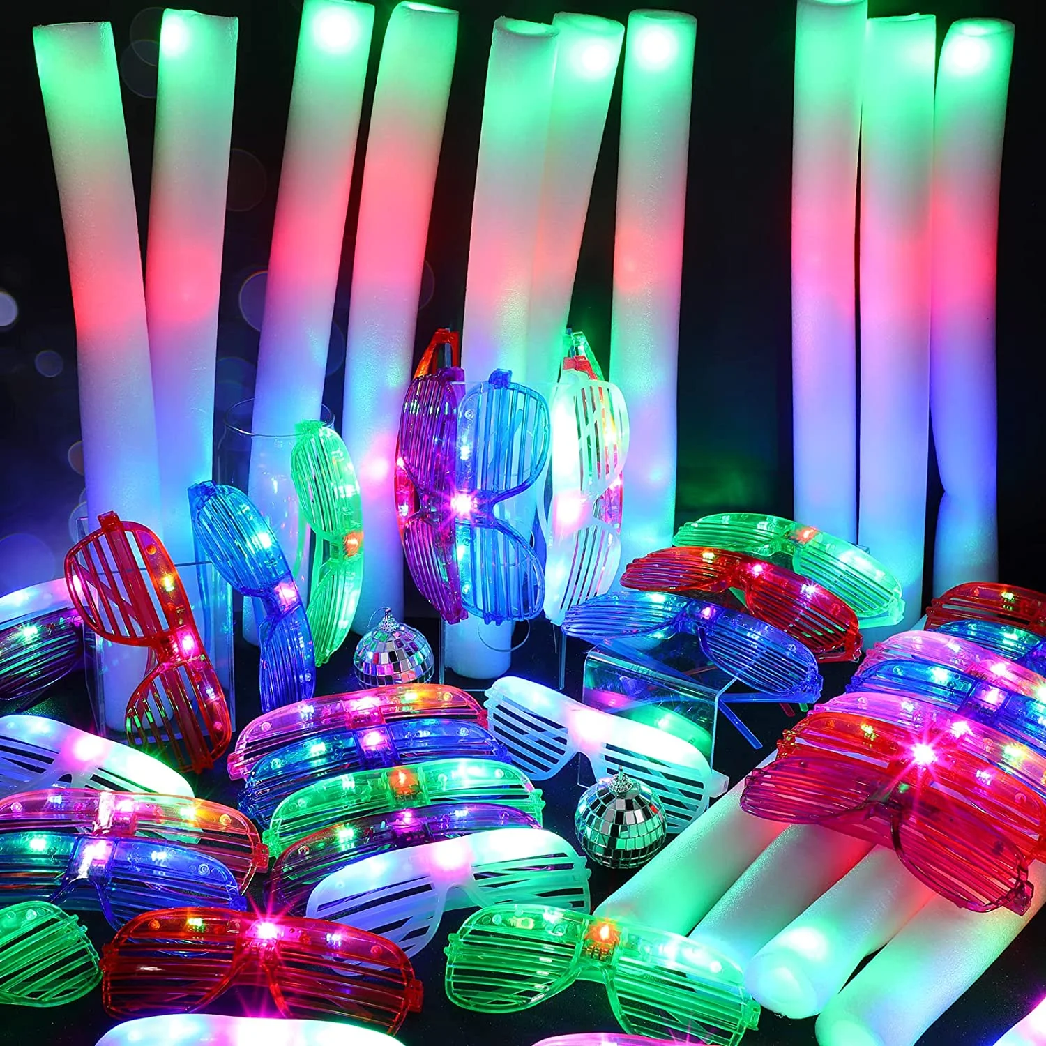 12/15/30/60pcs/lot Led Foam Glow Stick Bulk Cheer Tube Rgb In The Dark