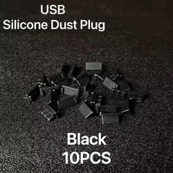 Universal Silicone USB Dust Plug Charger Port Cover - Dustproof Protector (USBcap - Black)