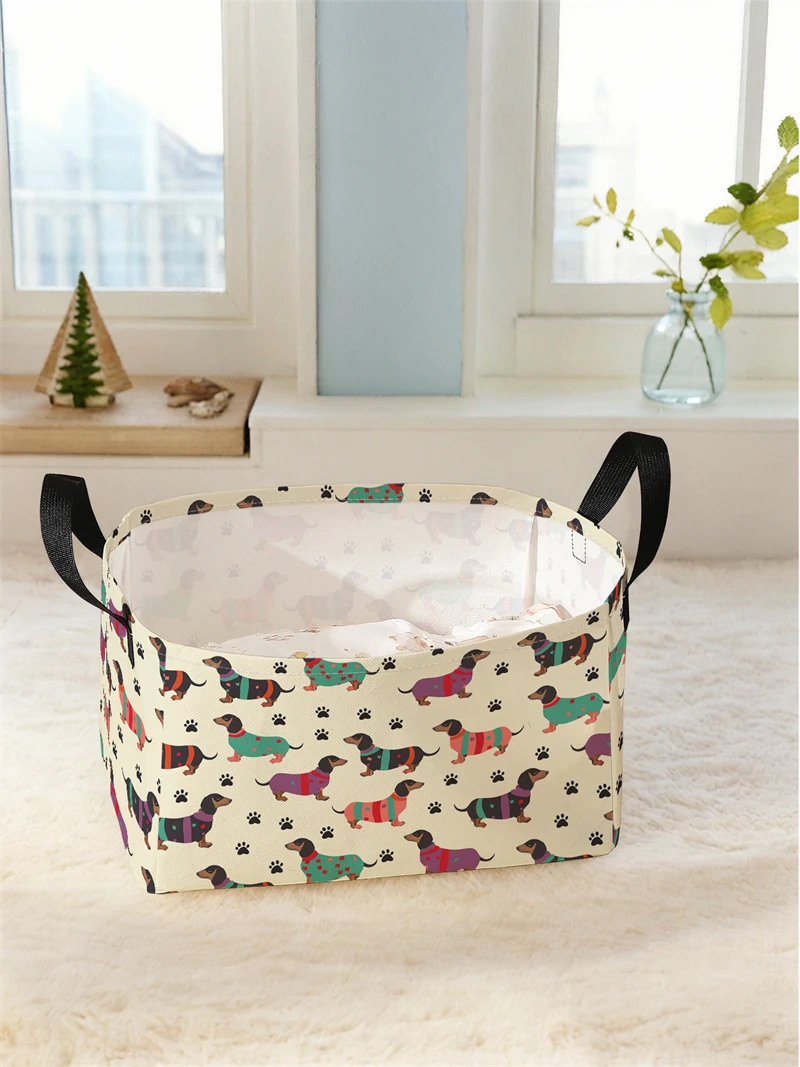 Storage box, underwear, socks, baby toys, storage basket with handle, simple printed decorative storage basket