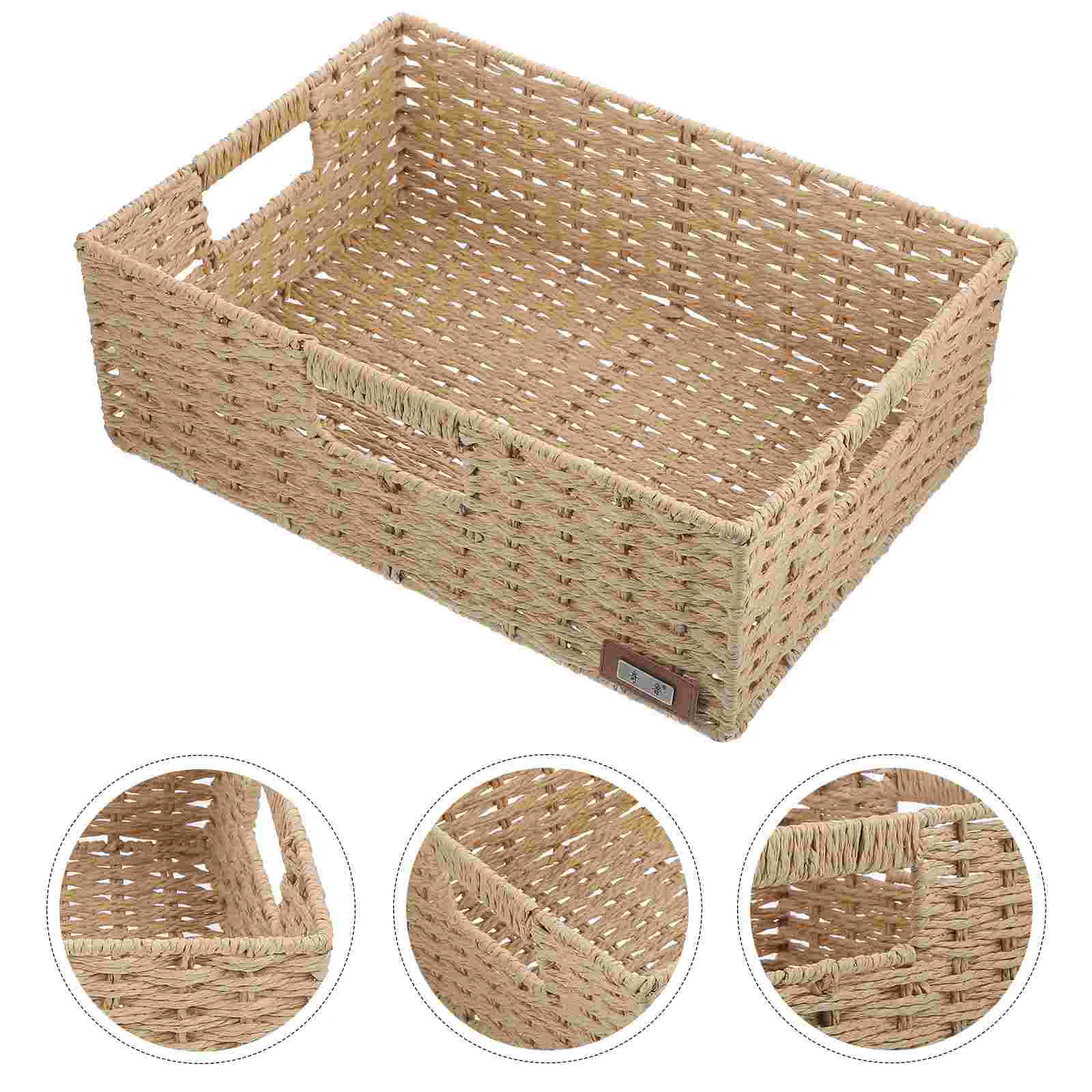 

Корзина для хранения с полыми ручками, Настольная корзина большой емкости для всякой всячины