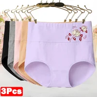 3Pcs/Lot Abdomen Panties for Women High Waist Underwear Cotton Slimming Shapewear Female Postpartum Recovery Printed Briefs Girl