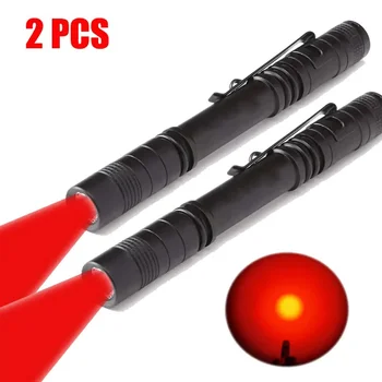 1pc/2pcs Portable Red Light Flashlights Pen Light Pocket Astrology Activities Outdoor Sized Torch for Camping Hiking Beeeeping