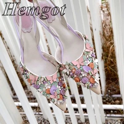 

2022 New French Rhinestone Three-dimensional Flower Sandals Summer Net Celebrity High Heels Fried Street Baotou Fairy Shoes