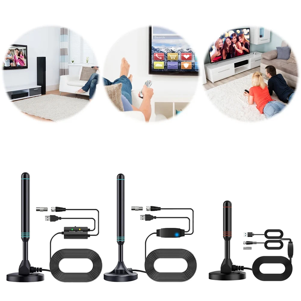 4K/1080P HD Digital Indoor TV Antenna with Signal Amplifier Magnetic Base VHF/UH
