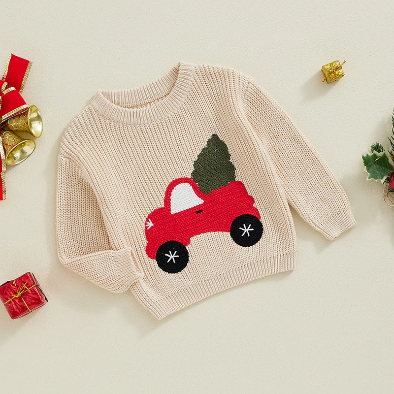 Toddler Baby Boy Girl Christmas Sweater Long Sleeve Knit Pullover Top Newborn Fall Winter Clothes