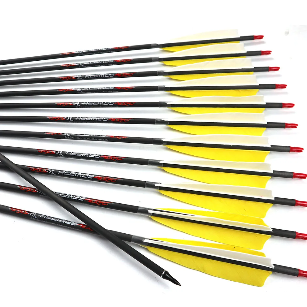 

6/12ps Pure Carbon Real Turkey Feather Arrow ID6.2mm 31inch Spine 300 350 400 500 600 700 800 for hunting shooting