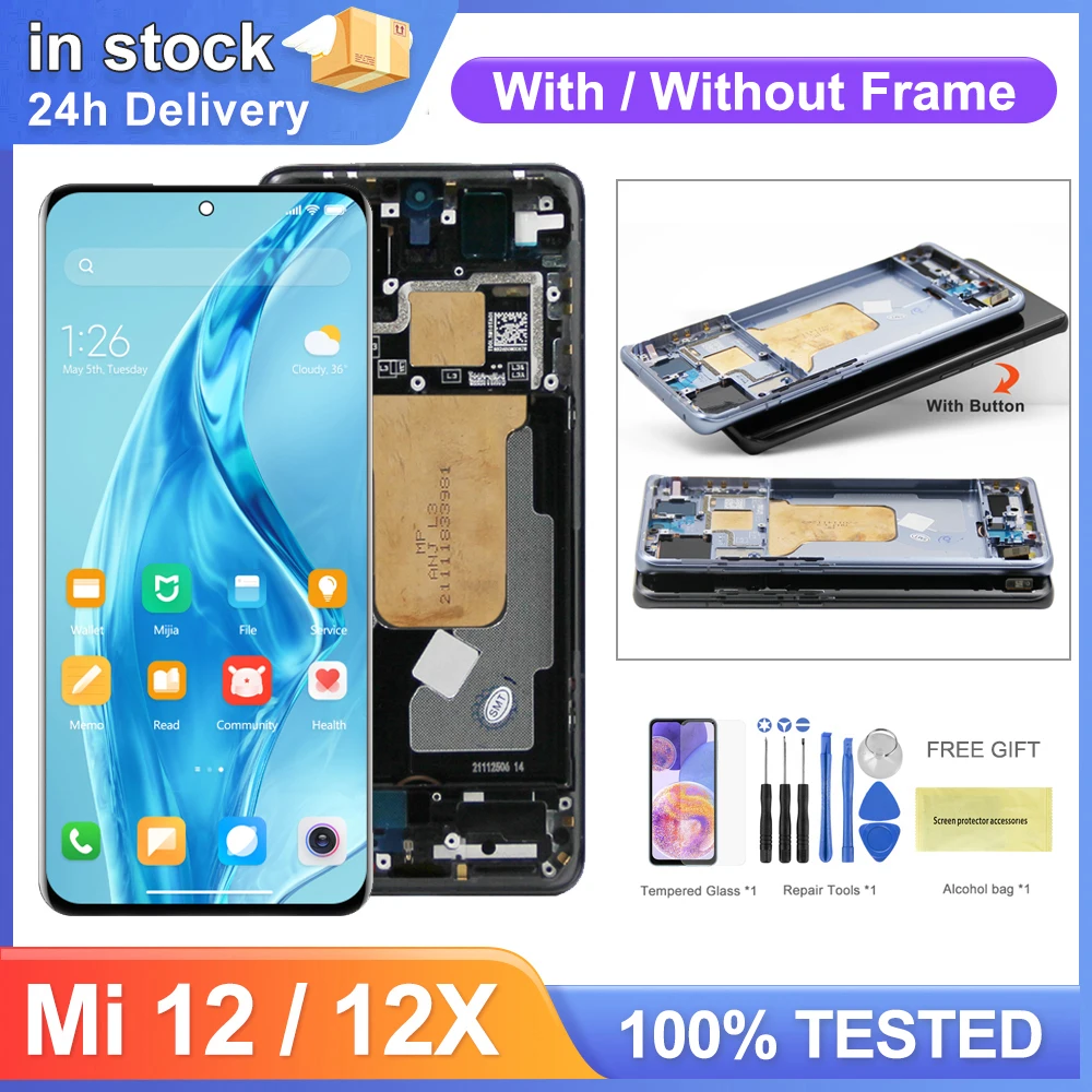 6.28 Xiaomi 12 Screen Replacement for Xiaomi Mi 12 2201123G 2201123C Lcd  Display Digital Touch Screen With Frame for Xiaomi 12X - AliExpress