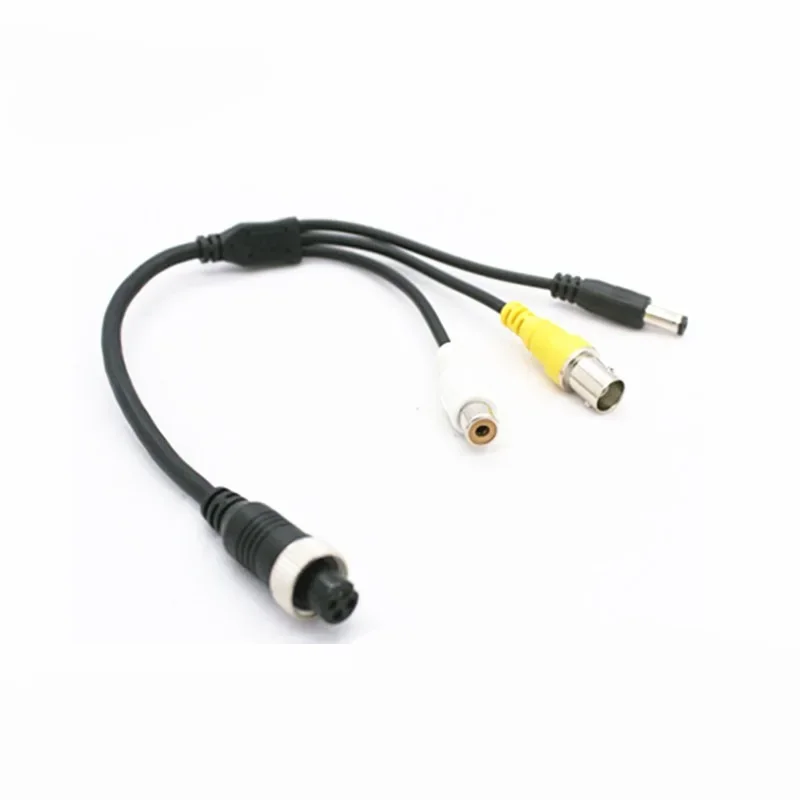 

Aviation head to car BNC cable audio and video power cable DC+BNC+RCA 4pin cable