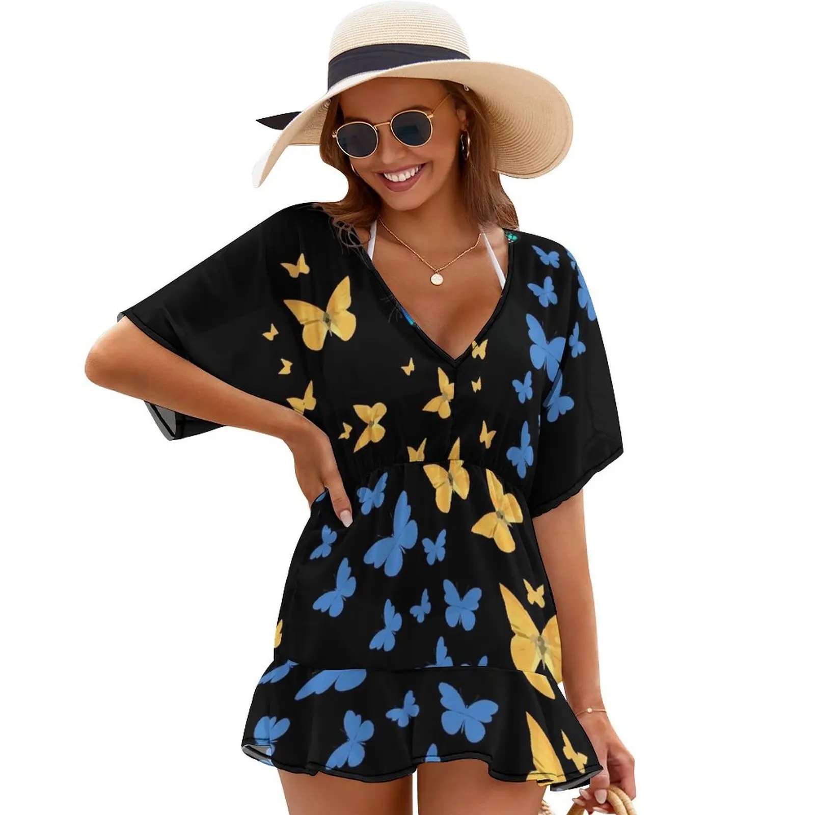 

Maize and Blue Butterflies Go Blue Cover Ups elegant chic wedding evening dresses dress dresses dress