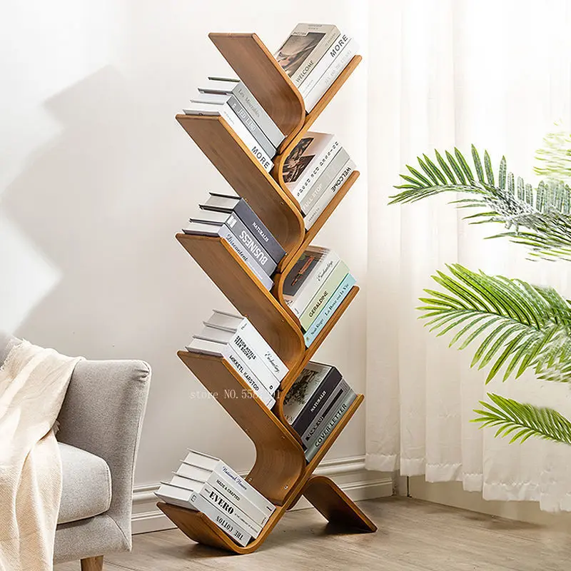 Ik heb een contract gemaakt Parameters Atletisch Boom-Vormige Boekenplank En Opslag Plank Massief Hout Student  Minimalistische Floor Multi-layer Opslag Smalle Boekenkast Muur Booksheves  _ - AliExpress Mobile