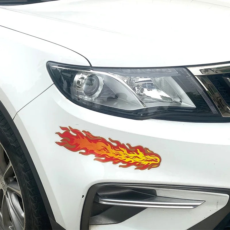 

Flame Car Sticker Red Green Flame Decal Car Motorcycle Waterproof Bumper Scratch Cover Flame Decal New Car Decoration