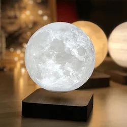 LED Night Lamp Levitating Creative 3D Touch Magnetic Levitation Moon Lamp Night Light Rotating Moon Floating Lamp Birthday Gifts